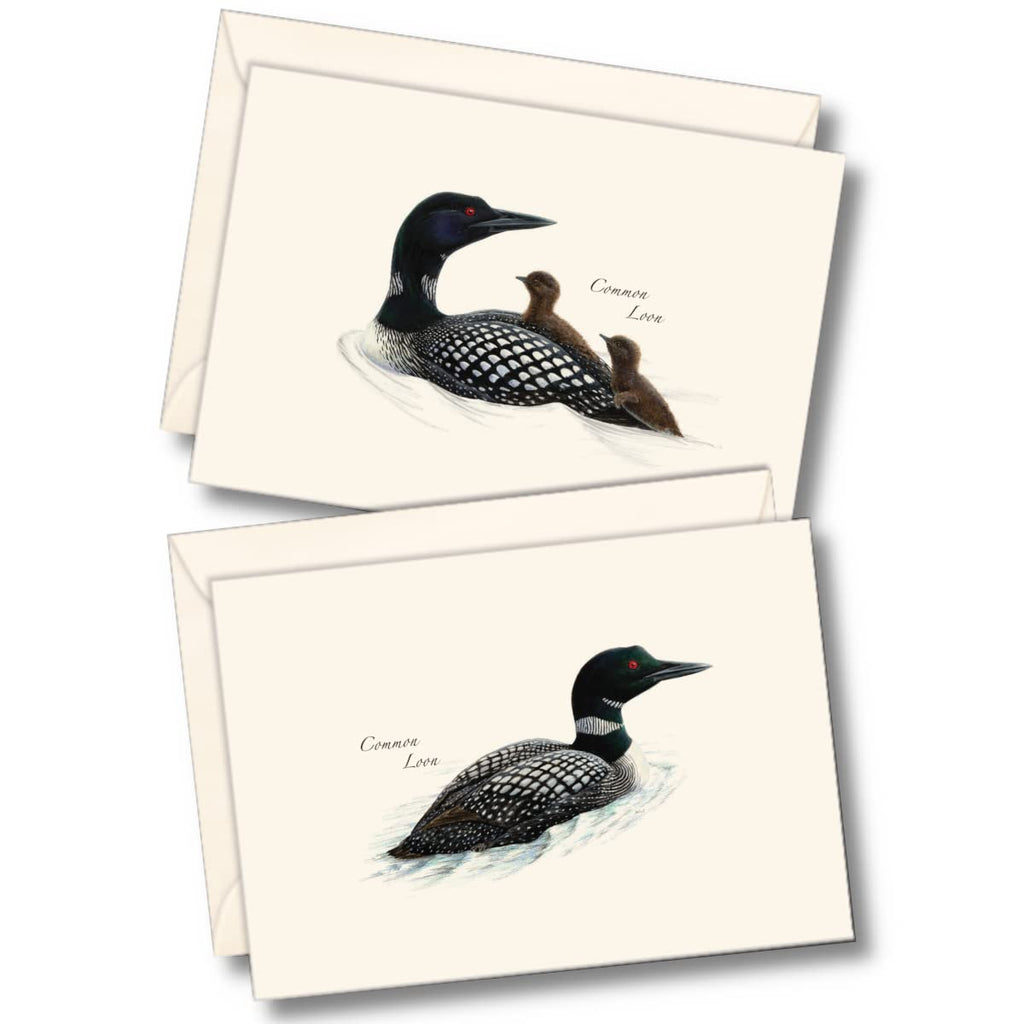 Earth Sky + Water - Loon Assortment Notecard Set - 8 Blank Cards with Envelopes (4 each of 2 styles)